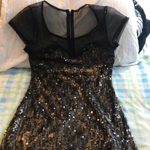 Black sequin mini dress